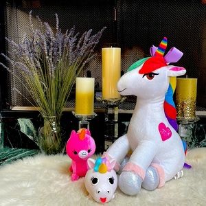 PRICED TO SELL! JOJO Siwa rainbow unicorn+ baby unicorn+ funny tongue out toy